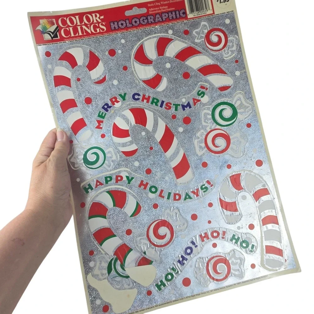 Lot of 9 Color Clings Christmas Window Decorations Reusable Vtg 2000s READ